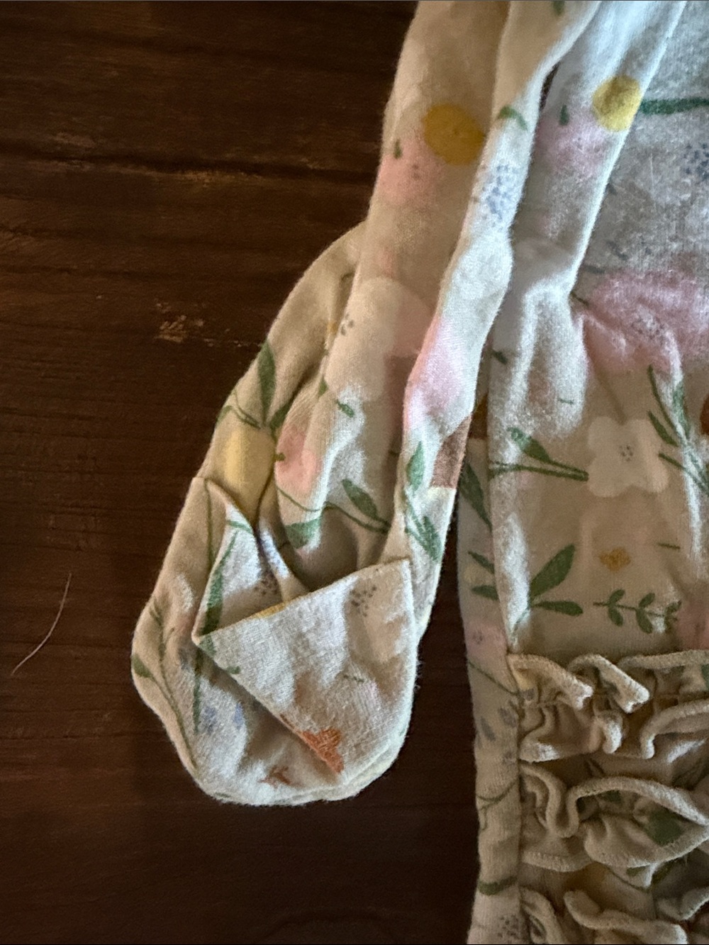 Magnetic Me Cream Floral Footed One-Piece - Picture 5 of 5